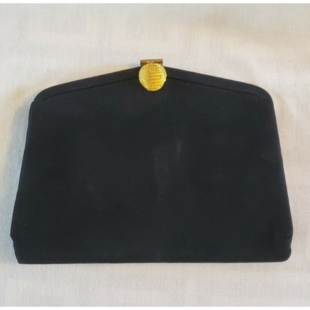 Vintage 1940s/1950s Black Rayon Britemode handbag With Gold Chain And Mirror